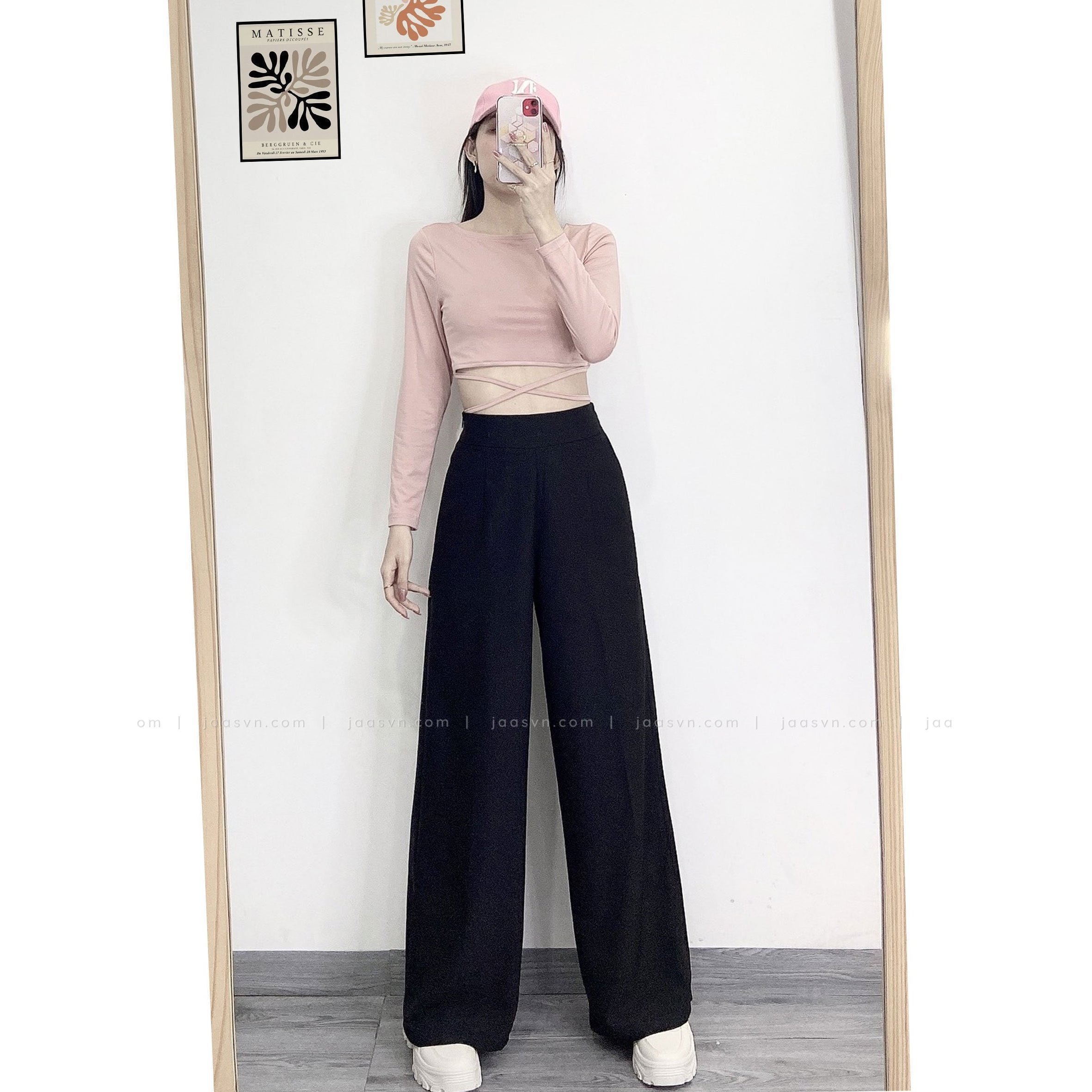 Áo croptop tay dài thắt dây eo cá tính