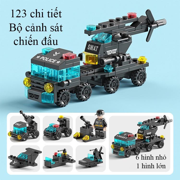 Đồ chơi KAVY lắp ráp xe cứu hỏa, cánh sát, máy bay trực thăng, cứu thương, xe công trình nhiều chi tiết
