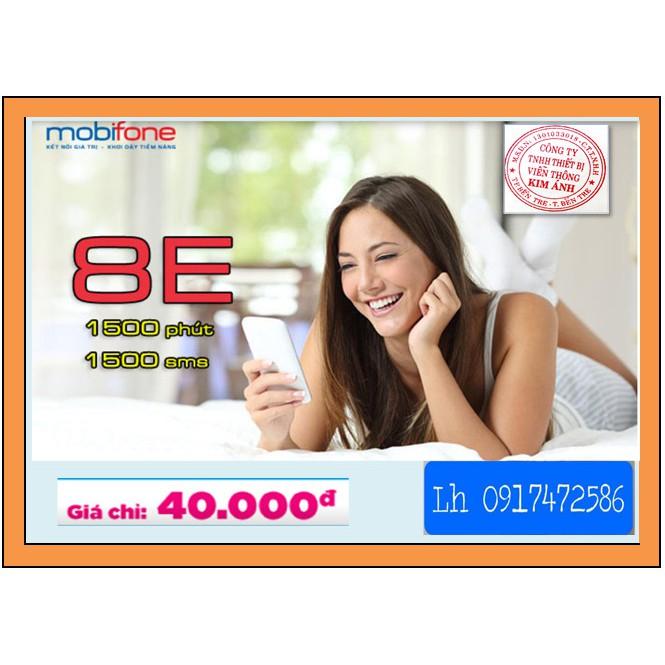 SIM Mobifone Gói 8E MIỄN PHÍ TẤT CẢ CUỘC GỌI DƯỚI 10 PHÚT + Nhắn tin miễn phí, CHỈ 40K/THÁNG, Hàng chính hãng