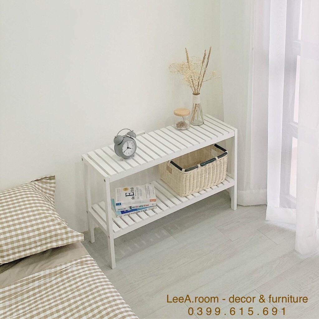 Kệ Gỗ 2 Tầng Sơn Trắng Cao Cấp - Size 2FM