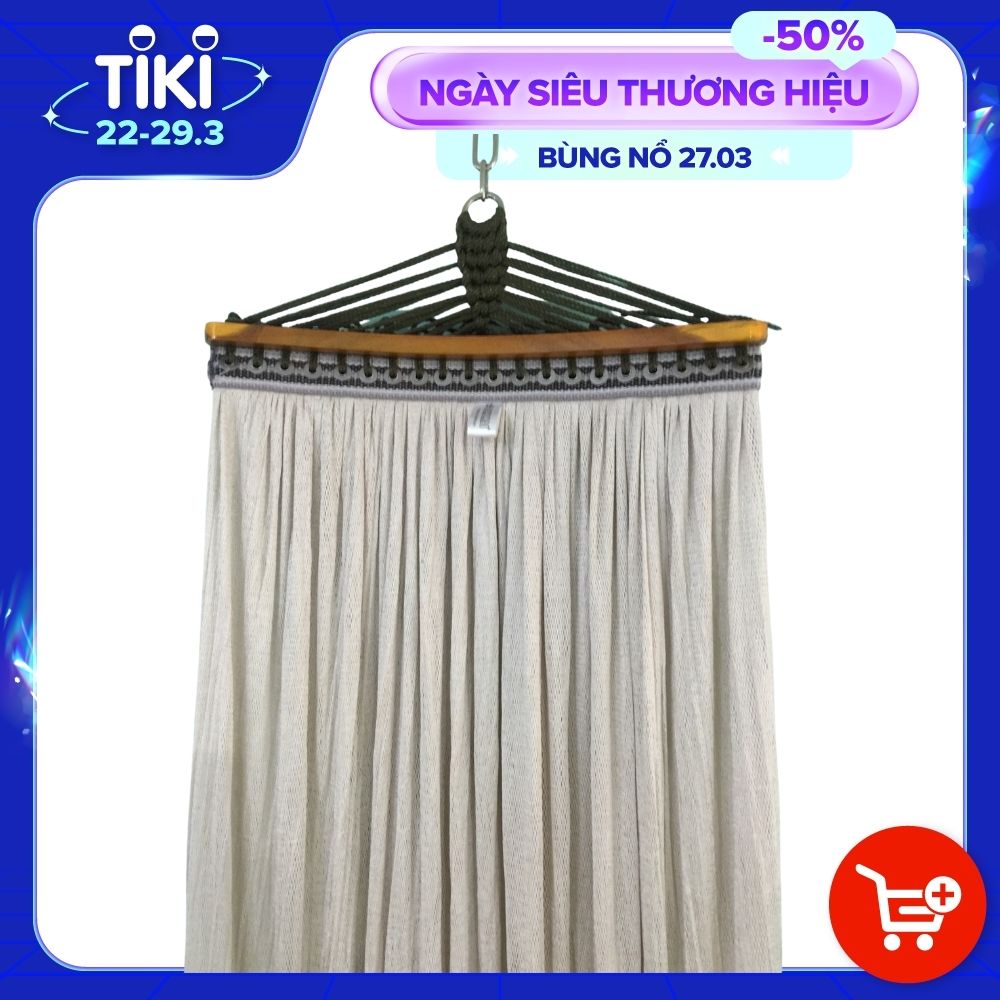 Bộ võng xếp du lịch BAN MAI: khung sơn tĩnh điện và lưới mềm dày 99 gỗ 50cm