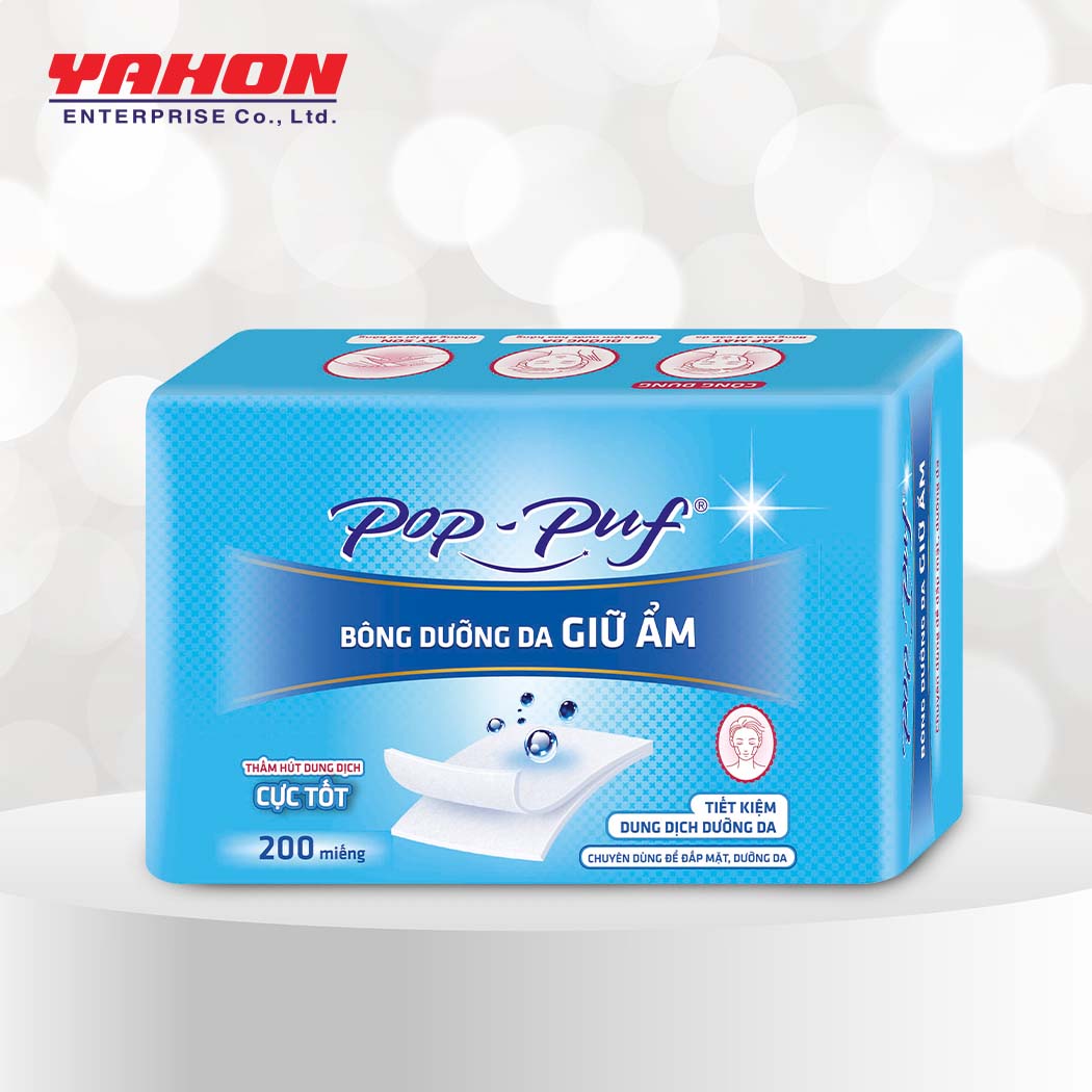 Hộp Bông Dưỡng Da Giữ Ẩm POP-PUF Airlaid, 200 Miếng/Hộp