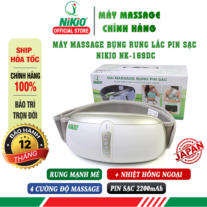 Đai Massage Bụng Nikio NK-169DC - Công Nghệ Rung Lắc Kết Hợp Hồng Ngoại Tân Tiến, Mát Xa Giảm Mỡ Thừa, Làm Săn Chắc Cơ Bụng Nhanh - Pin Sạc Tiện Lợi - Màu vàng