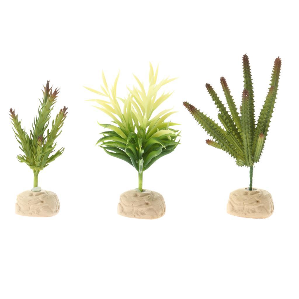 Plastic Terrarium Lifelike Plant Decorative Ornament for Reptile