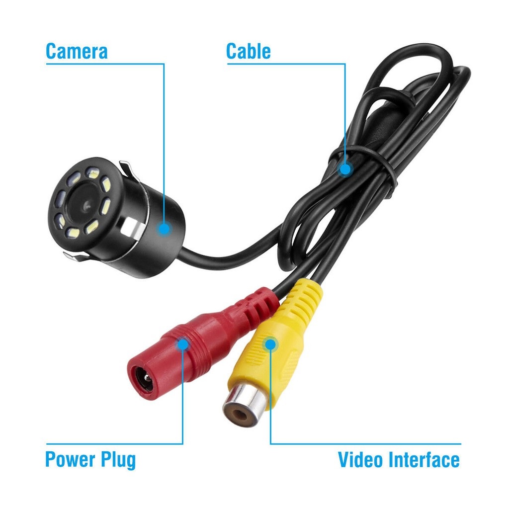 ROGTZ Camera Lùi Dành Cho Ô Tô Chống Nước 8 LED Tròn - Hàng Nhập Khẩu