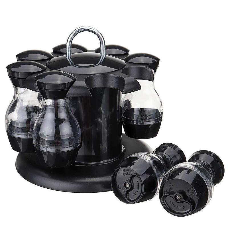 16 Cái Gia Vị Bộ Xoay 360 Lọ Gia Vị Giá Treo Nhà Bếp Cruet Gia Vị Bình Cà Phê Đường Cói Bình Đựng Giá