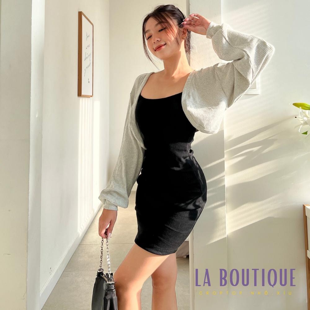 Áo khoác cardigan lửng La Boutique che bắp tay, mặc áo dây cho nữ