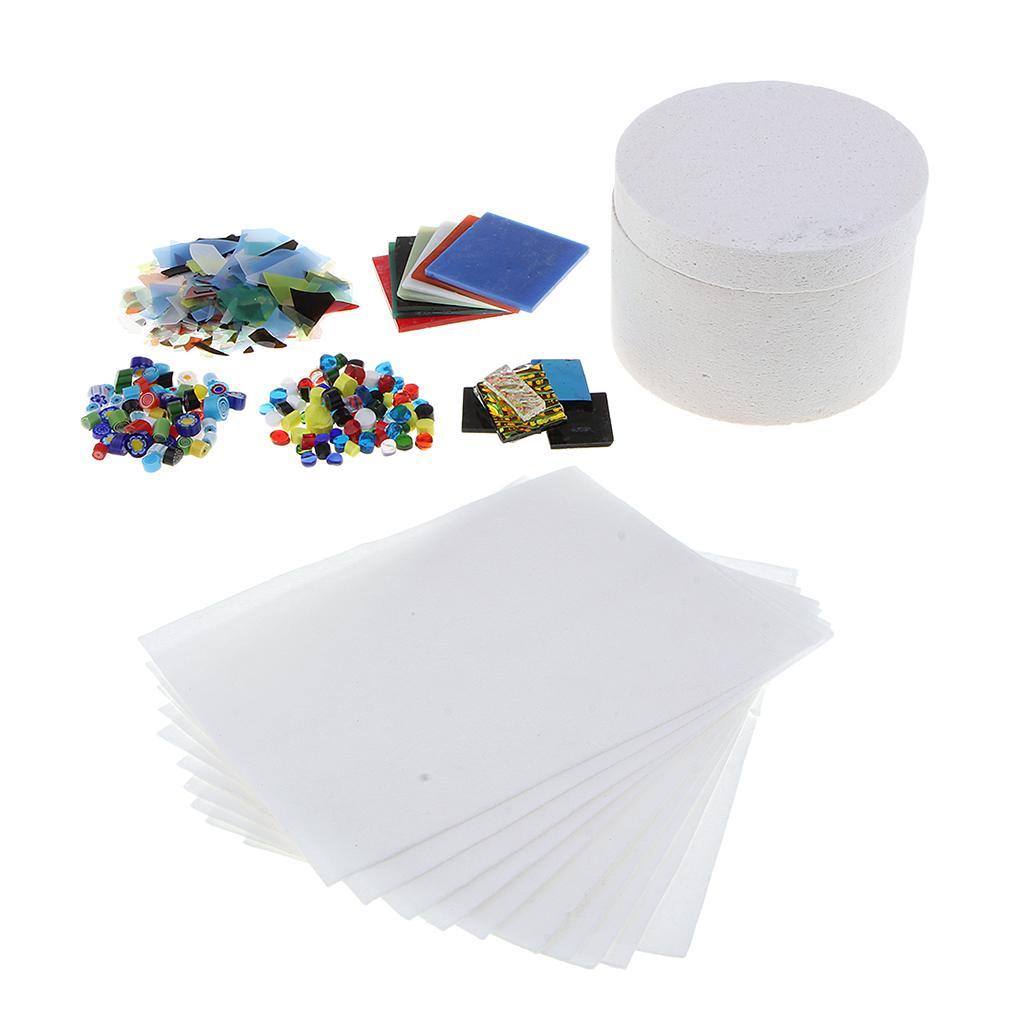 7 Pcs Glass Microwave Kiln Fusing Kit, Assorted Glass Paper DIY Art Jewelry