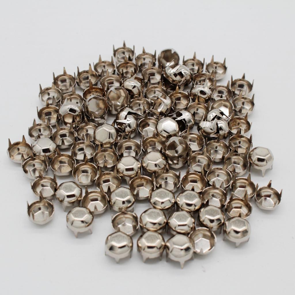 100 chiếc Bóng Đá Thiết Kế Vuốt Nailhead Punk Đính Đinh Tán Gai Nhọn Bạc