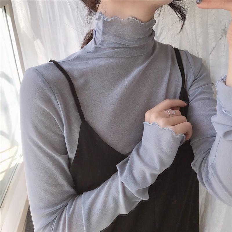 Áo thun mỏng cổ cao áo lót ulzzang