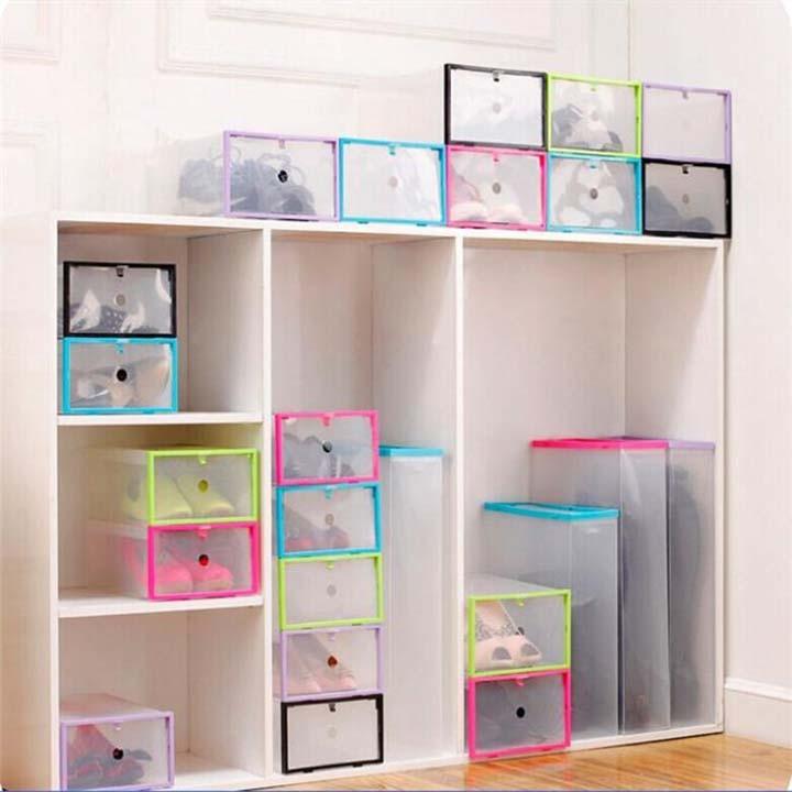 Set 2 Hộp Đựng Giày Dép Có Khung Viền Nhựa