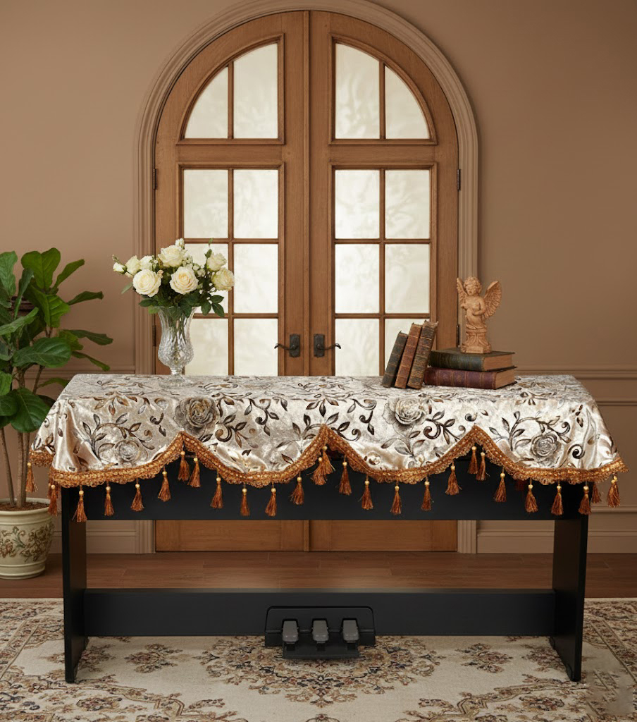 Khăn phủ đàn piano điện tử 88 phím sang trọng cổ điển trang trí giáng sinh noel năm mới Tết sinh nhật - HÀNG CHÍNH HÃNG
