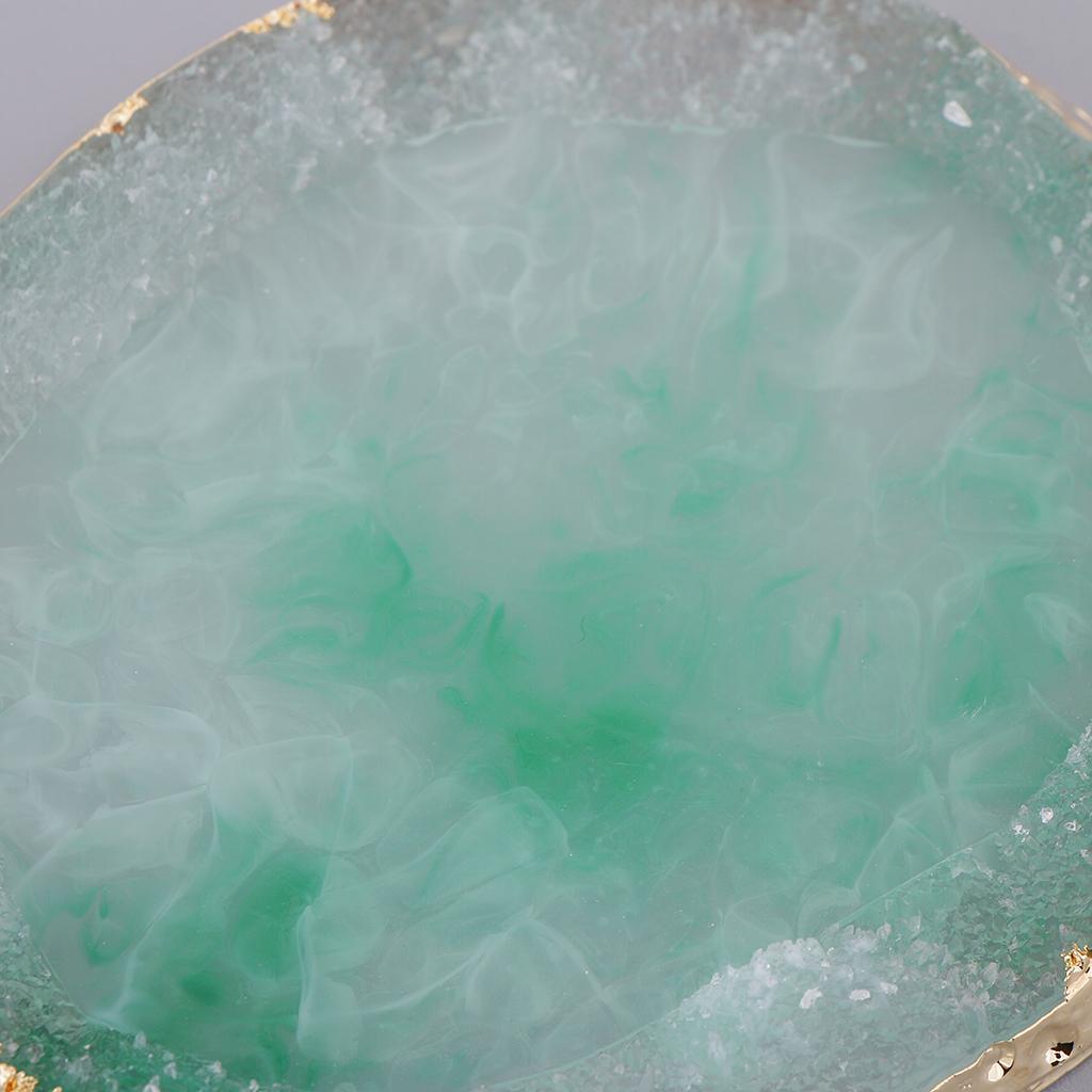 8x Imitation Agate Nail Art Palette Drink Coaster Cup Mat Decors Green