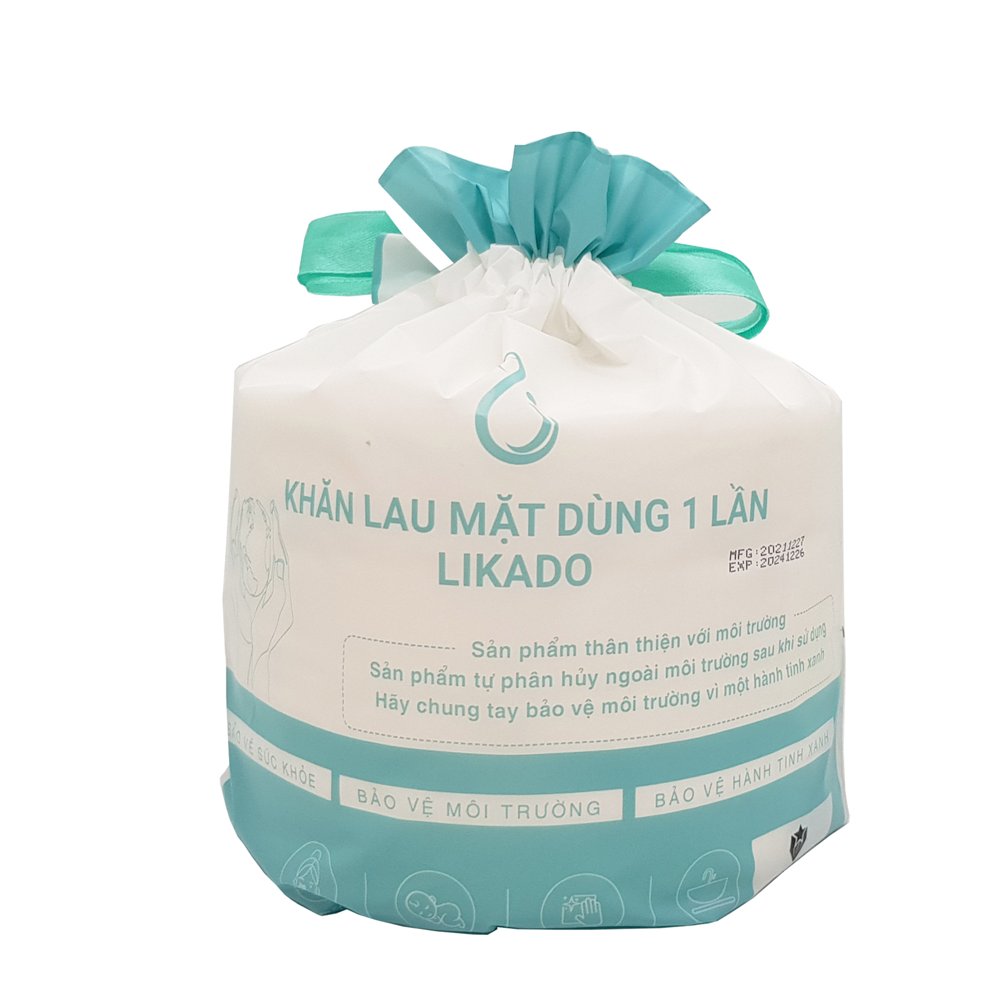 Hình ảnh Khăn lau mặt dùng 1 lần Likado cho trẻ em và ngưới lớn kt 20*20cm( 1 cuộn 50 khăn)