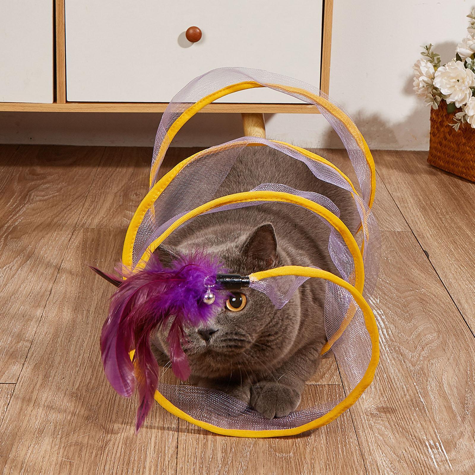 Cat Tunnel for Indoor Cats Collapsible Cat Tunnel Interactive Play Toy Lightweight S Type Tunnel Tunnel for Ferrets Puppy Chase