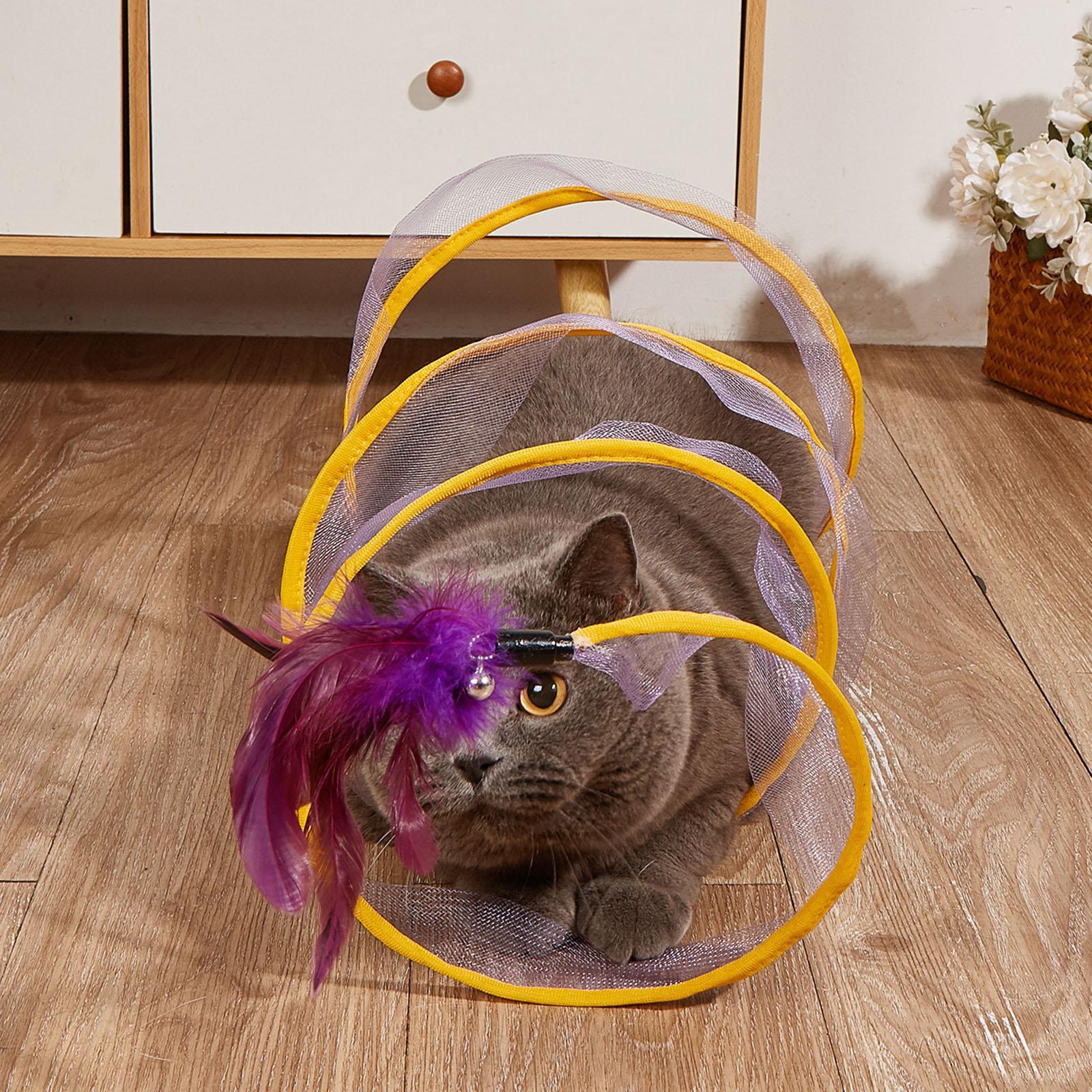 Cat Tunnel for Indoor Cats Collapsible Cat Tunnel Folding S Type Tunnel