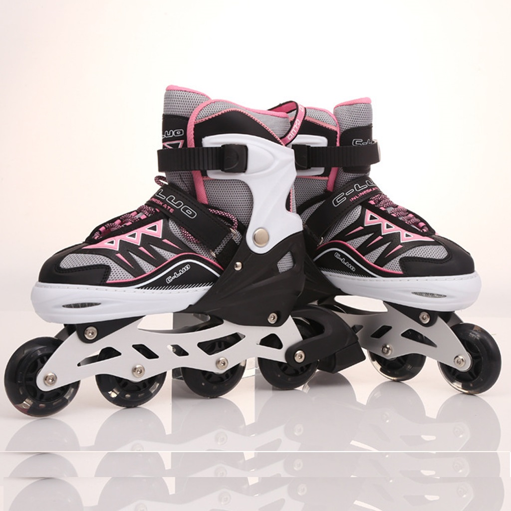 Giày patin trẻ em và thiếu niên CLUO có 8 bánh cao su phát sáng đèn led trượt mượt và êm