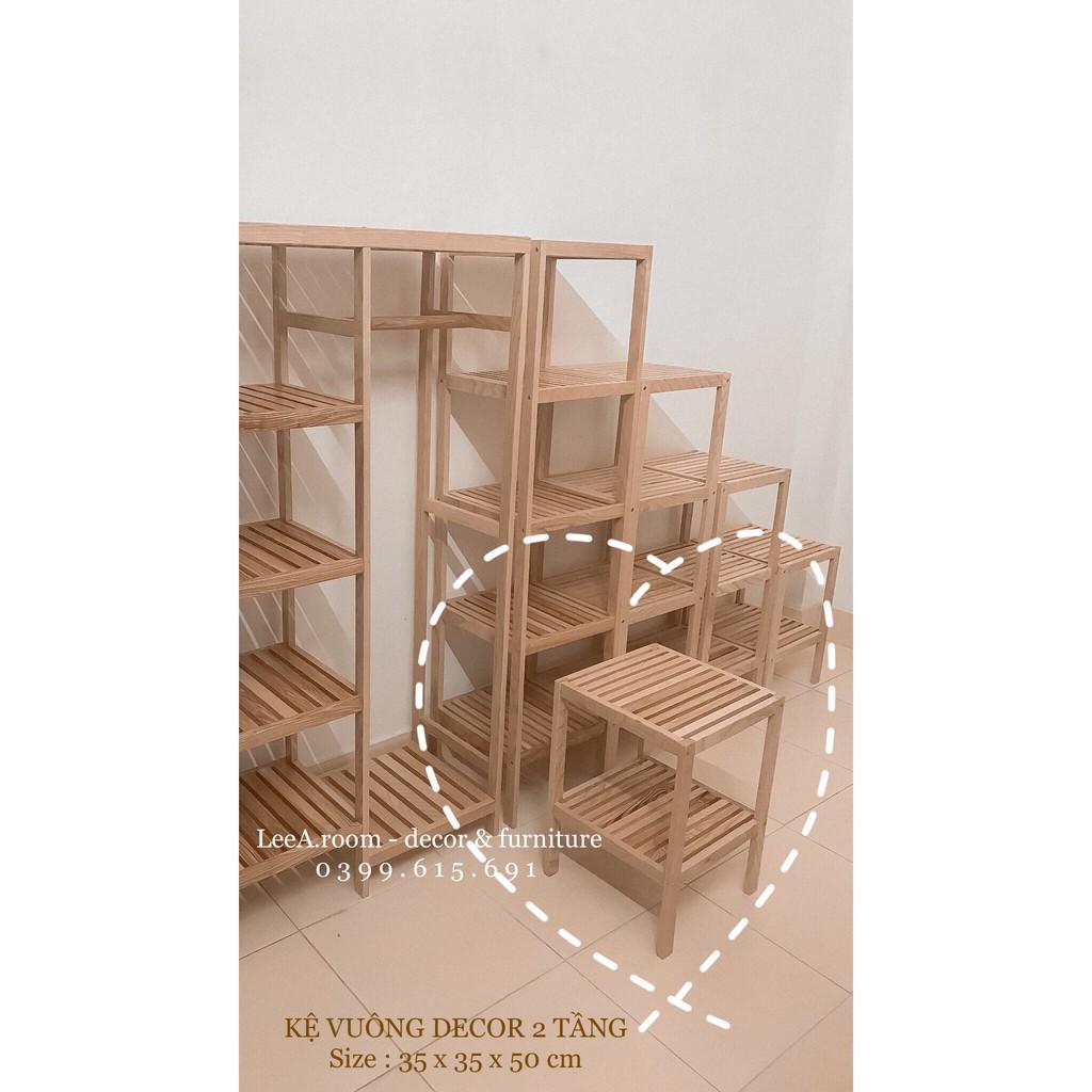 Kệ Vuông Decor 2 Tầng Kiểu Hàn Quốc - Màu Gỗ Tự Nhiên