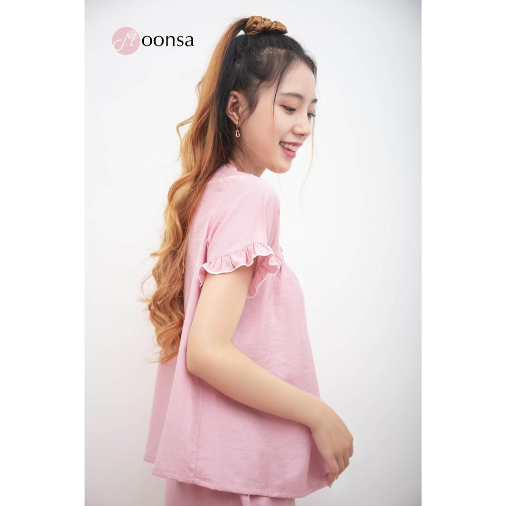 Đồ Mặc Nhà Tơ Nilen Hồng Cổ Tim