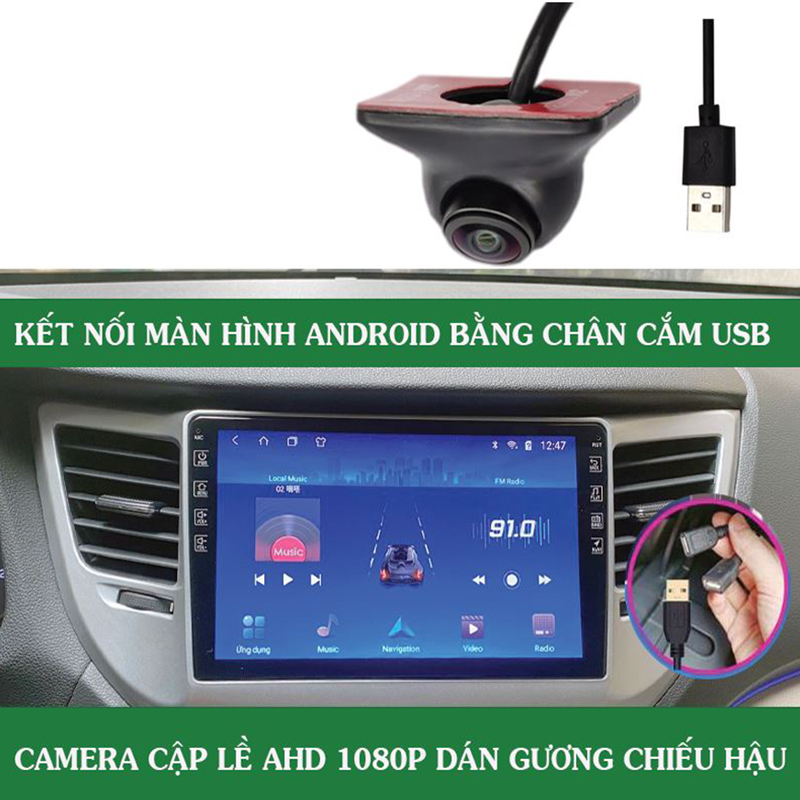 Camera Cập Lề USB Dán Gương Độ Phân Giải AHD 1080P,Dùng Cho Màn HÌnh Android