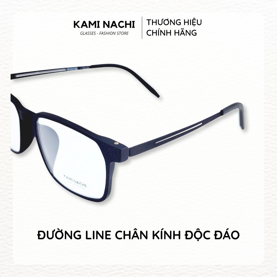 Gọng kính Titanium đen nhám dáng vuông thanh mảnh KAMI NACHI phong cách tối giản Size M
