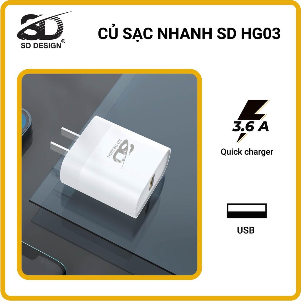 Củ sạc nhanh 50W HG03 SD DESIGN an toàn, ổn định, nhanh chóng tương thích với mọi thiết bị điện thoại