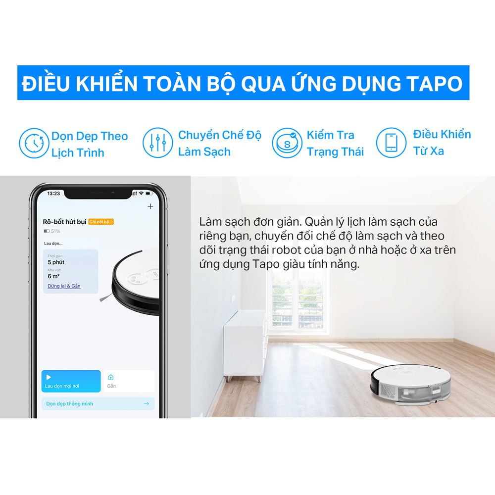 Robot Hút Bụi Và Lau Nhà TP-Link Tapo RV10 - Hàng Chính Hãng