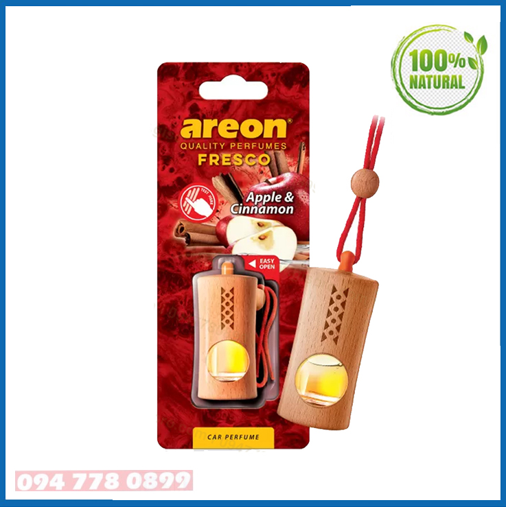 Tinh dầu treo khử mùi ô tô AREON FRESCO APPLE CINNAMON Hương Táo Quế  ( Dịu nhẹ và The Mát )