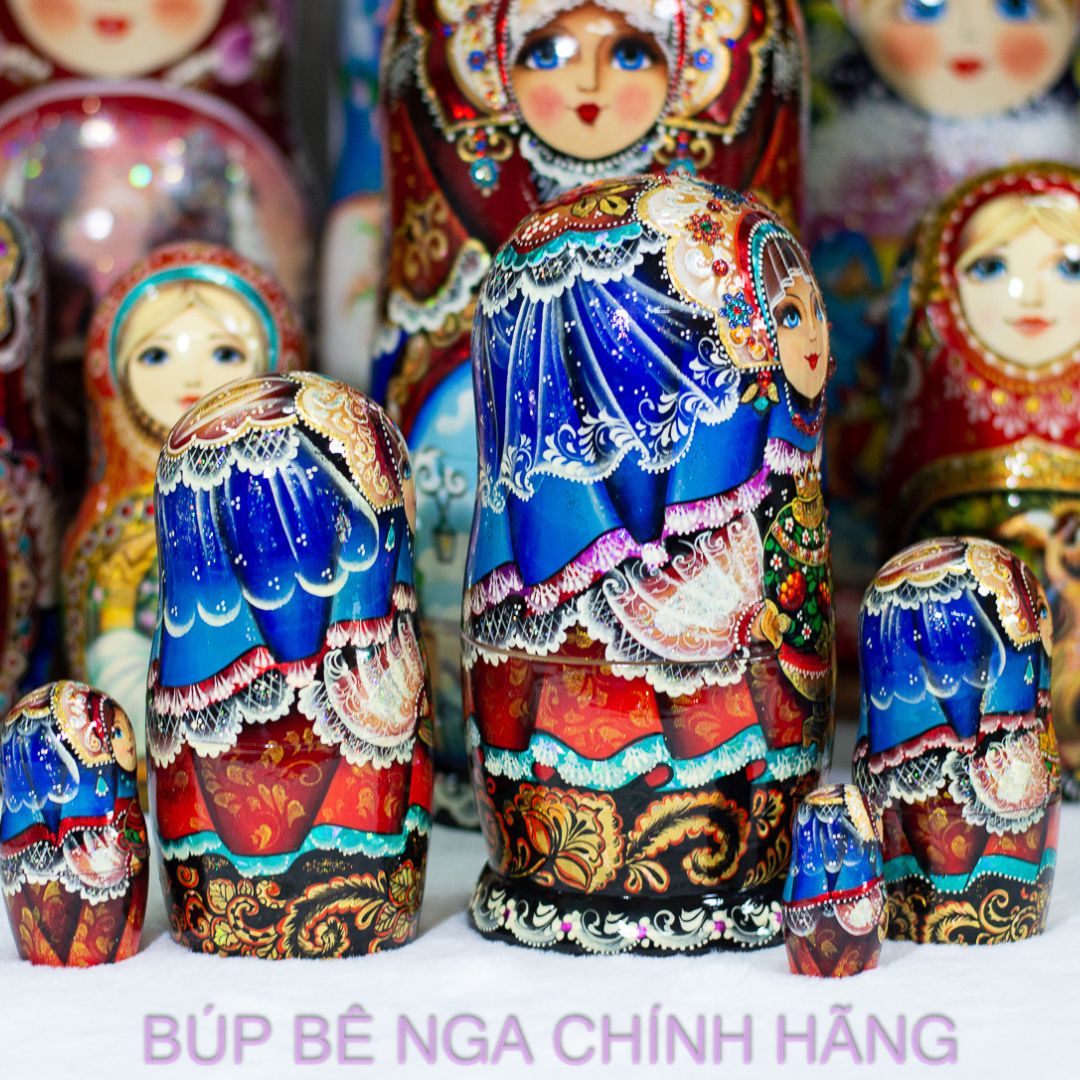 BỘ BÚP BÊ NGA MATRYOSHKA 5 LỚP 20CM CAO CẤP HOA VĂN "CÔNG CHÚA ÔM SAMOVAR" CỰC ĐẸP, TINH TẾ VÀ SANG TRỌNG