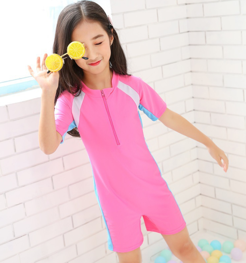 Đồ Bơi Bé Gái Hồng Xinh Tươi BBO29 MayHomes Thun Lạnh Bền Chắc Không Phai Màu Dây Khóa Trước Girl One-Piece Swimwear