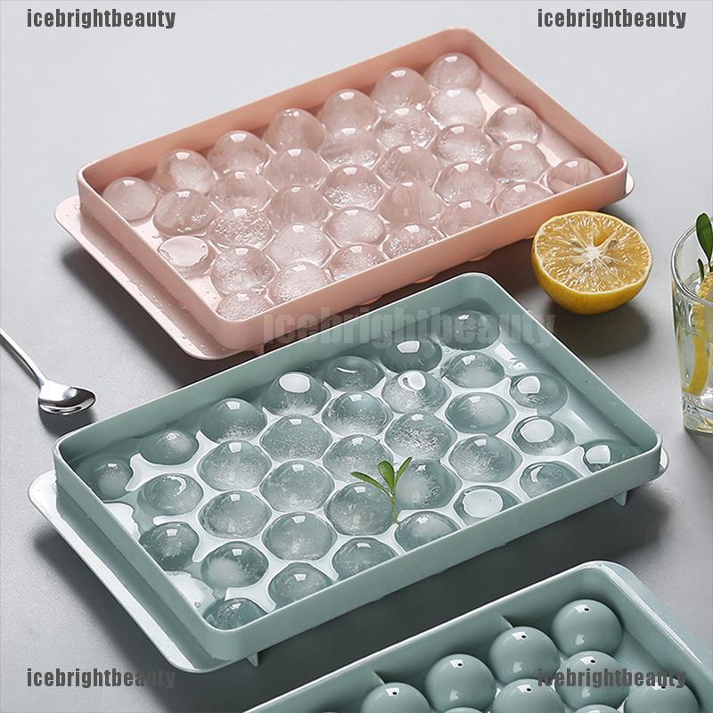 ICEB Ice Cube Tray Round Cubes Plastic Ice Cube Maker Mold with Lids