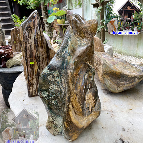 Lộc bình đá canxedon phong thủy mang đến cho gia chủ tài lộc, may mắn và bình an CXD102 nặng 31kg kích thước 47x30x21