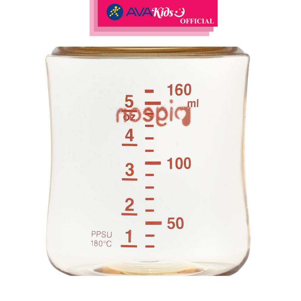 Bình sữa nhựa PPSU Pigeon Softouch Plus WN3 cổ rộng 160 ml (0 - 3 tháng) - Hàng Chính Hãng