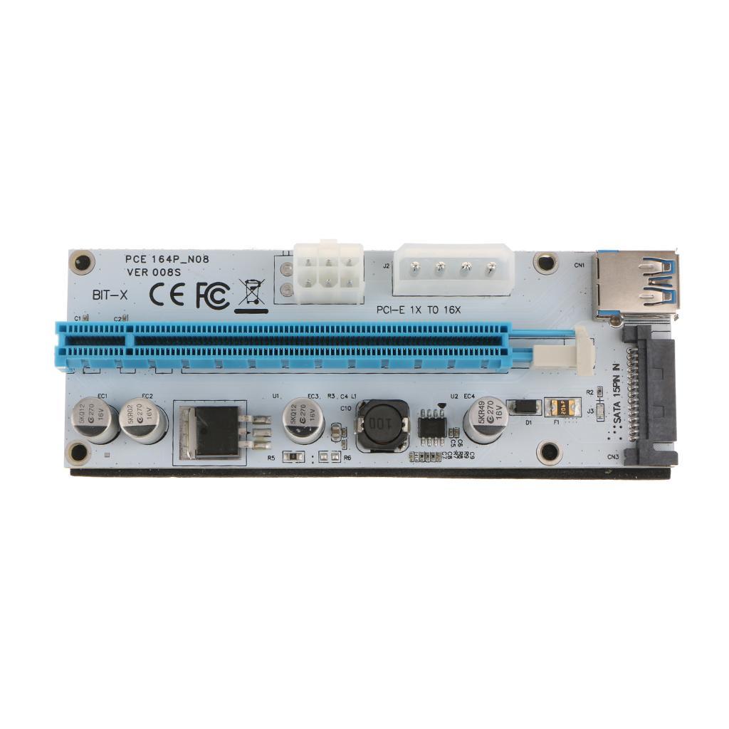 008S PCI-E Express 1x to16x Extender Riser Card Adapter with USB3.0 Cable