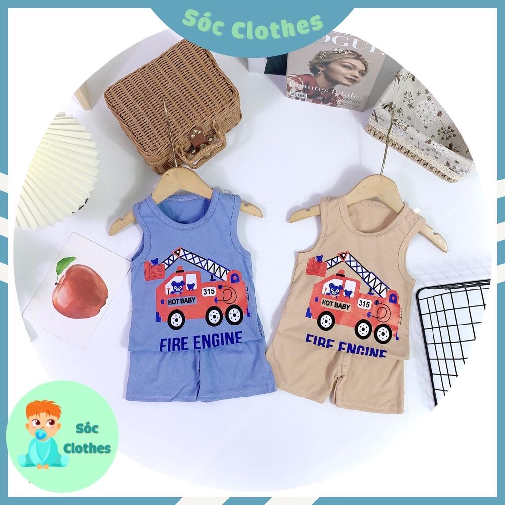 BỘ BA LỔ MÙA HÈ HOẠ TIẾT XE OTO CHO BÉ TRAI SIZE NHÍ 8-18KG