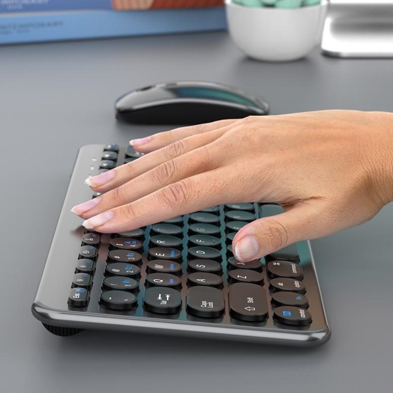 Bàn phím chuột không dây mini W909 - pin sạc - Bluetooth 5.0 + Usb2.4G cho PC Laptop Srmartphone hàng nhập khẩu