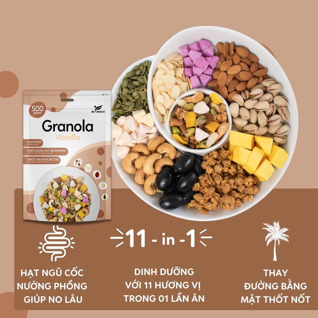 Granola Nhiều Hạt Vị Vani Thêm Viên Sữa Chua Sấy Befresco 500g - Ngũ Cốc Nướng Phồng Ăn Kiêng Dịu Ngọt Từ Mật Thốt