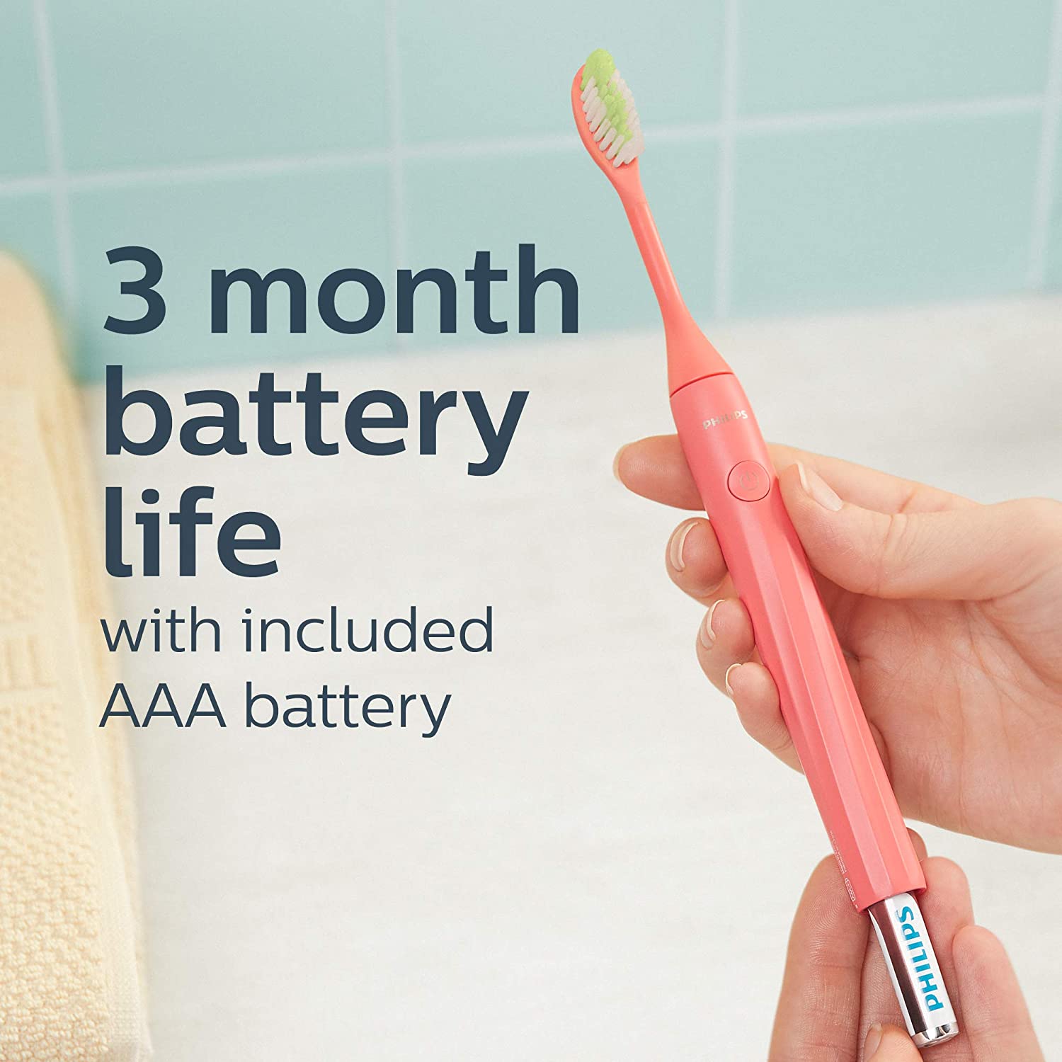 Bàn chải đánh răng dùng pin Philips One by Sonicare, Miami Coral, HY1100 / 01