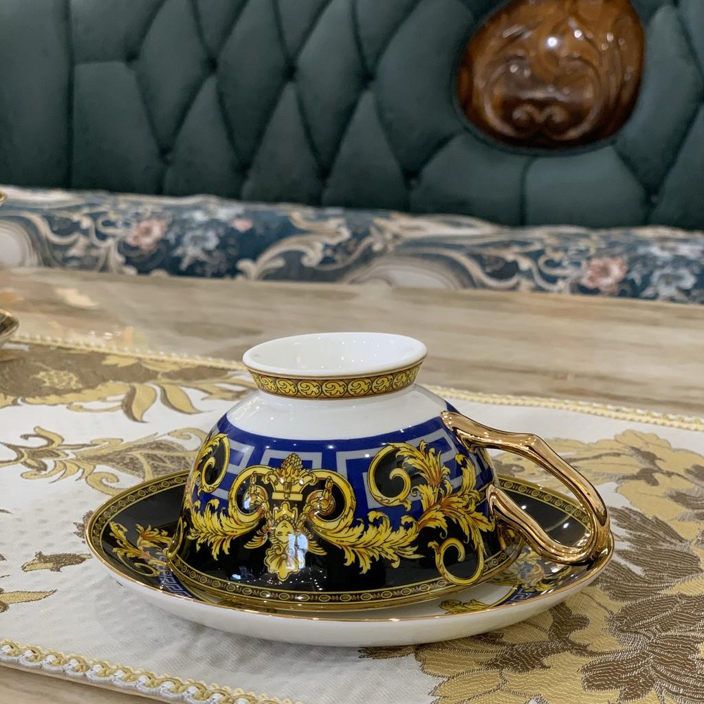 Ấm chén họa tiết sang trọng mang phong cách tân cổ điển ACT22 - Chất liệu men sứ cao cấp