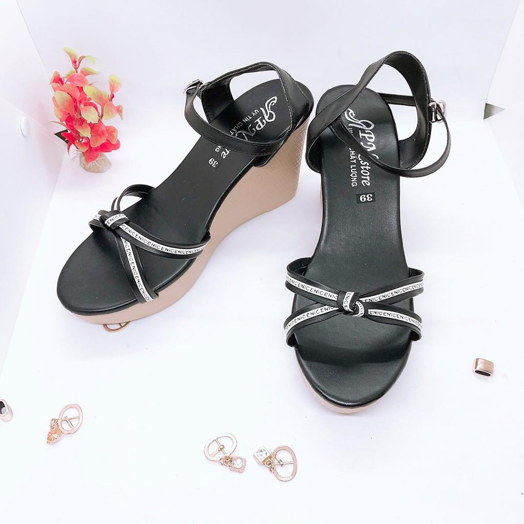 Giày sandal cao gót đế xuồng 9p quai mảnh chéo thắt viền chữ ( kèm ảnh thật)