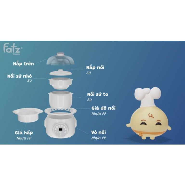 Nồi hầm cách thuỷ 2 tầng 1.0L - STEW 2 - FB9110ZT - Hàng Chính Hãng