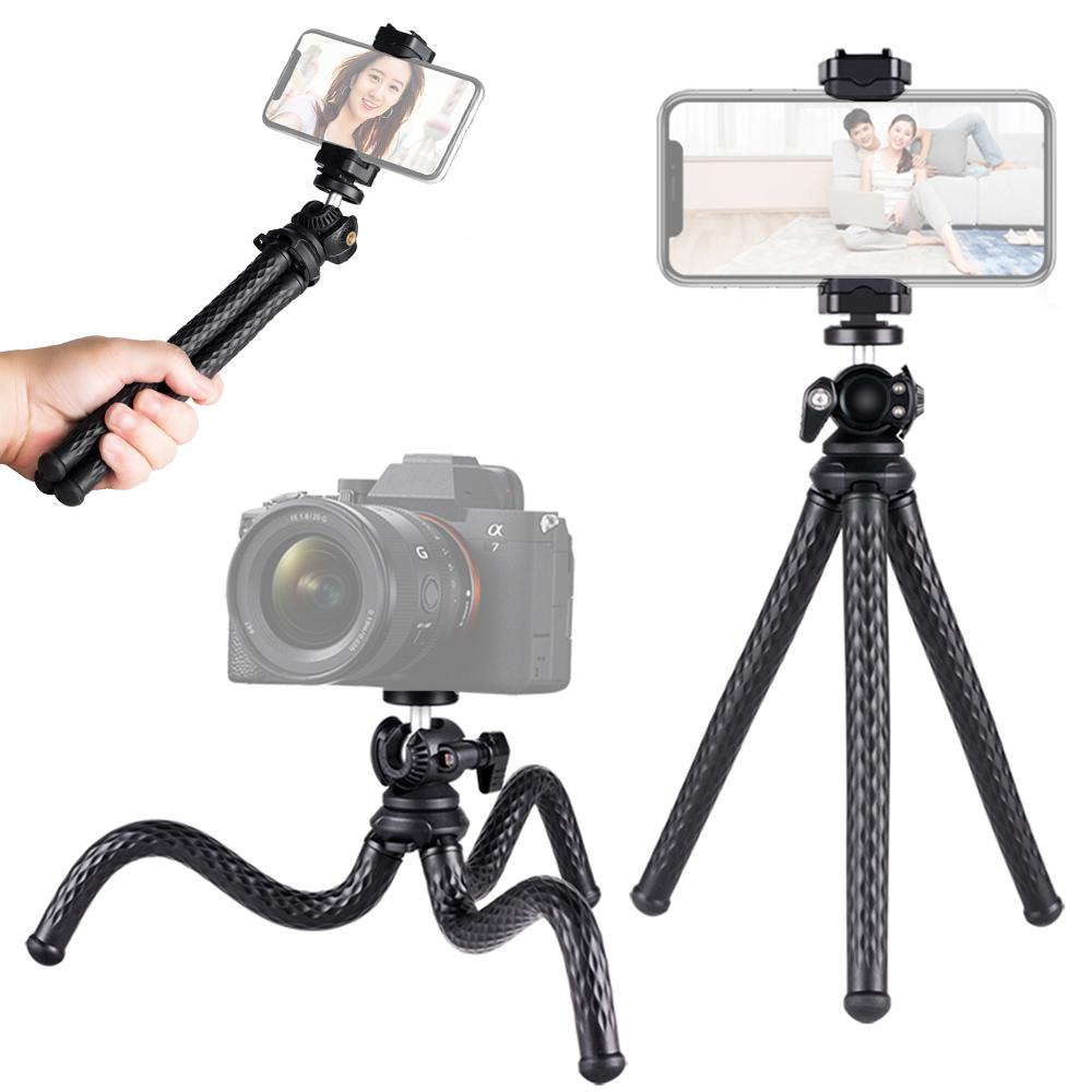 Tabletop Octopus Tripod Stand Phone Tripod Flexible Camera Tripod with 1/4 Inch Screw and Phone Holder 1.5kg Load Capacity for Smartphone Camera Vlog Selfie Live Streaming