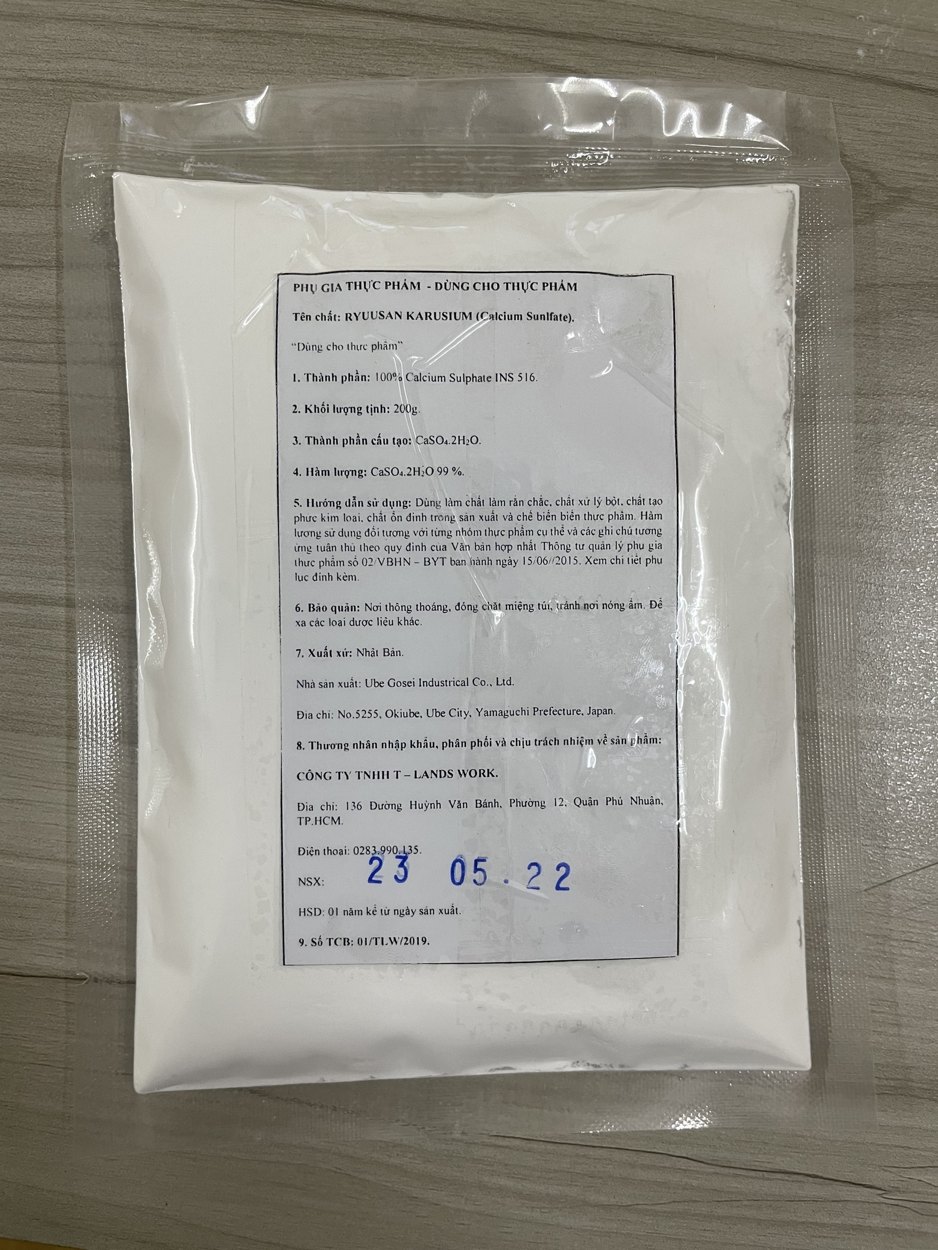 200g Canxi sunfat Nhật Bản tinh khiết 99% làm đậu hũ nhanh đông ngon béo