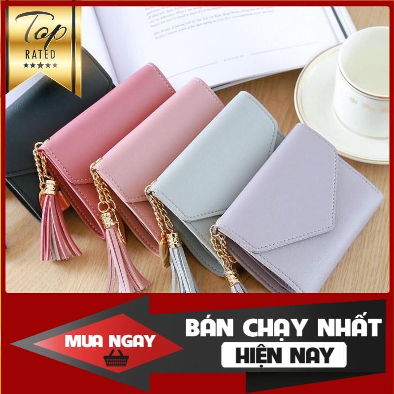 Ví Nữ Mini Ngắn Cầm Tay Phong Cách Hàn Quốc phụ kiện dây đeo trái tim (có hàng sẵn) (Hàng Chính Hãng)