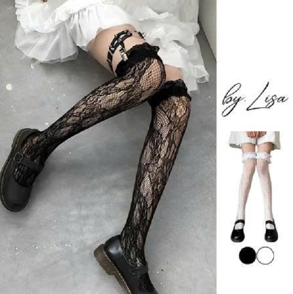[KoSuyTu] Tất Đùi Lưới Ren Hoa Mây Quyến Rũ LOLITA - Qua Gối, Cosplay Nữ Tính