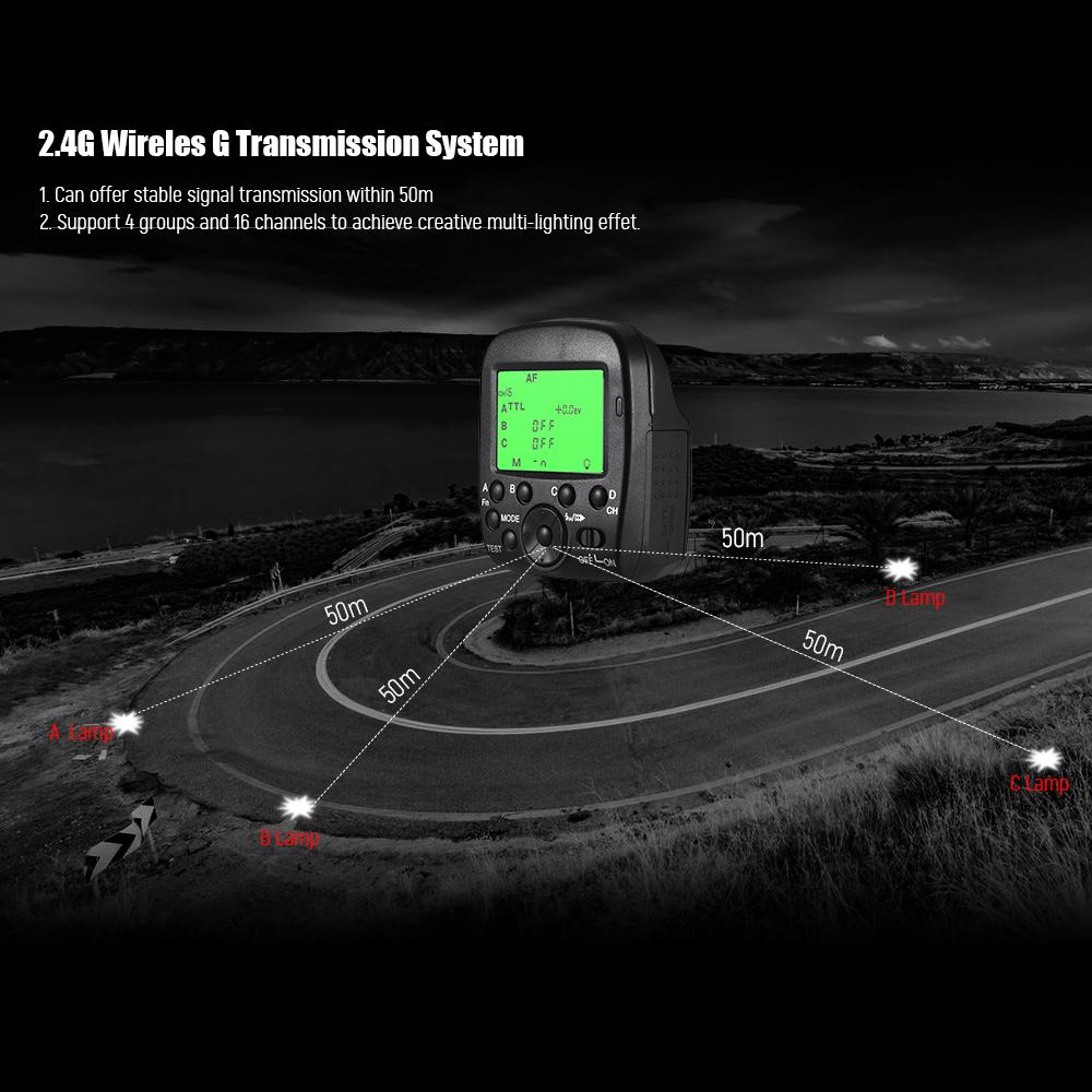 Bộ phát kích hoạt đèn flash không dây TTL 2.4GHz HSS 1 / 8000s kênh Màn hình LCD Thay thế cho Sony A77II