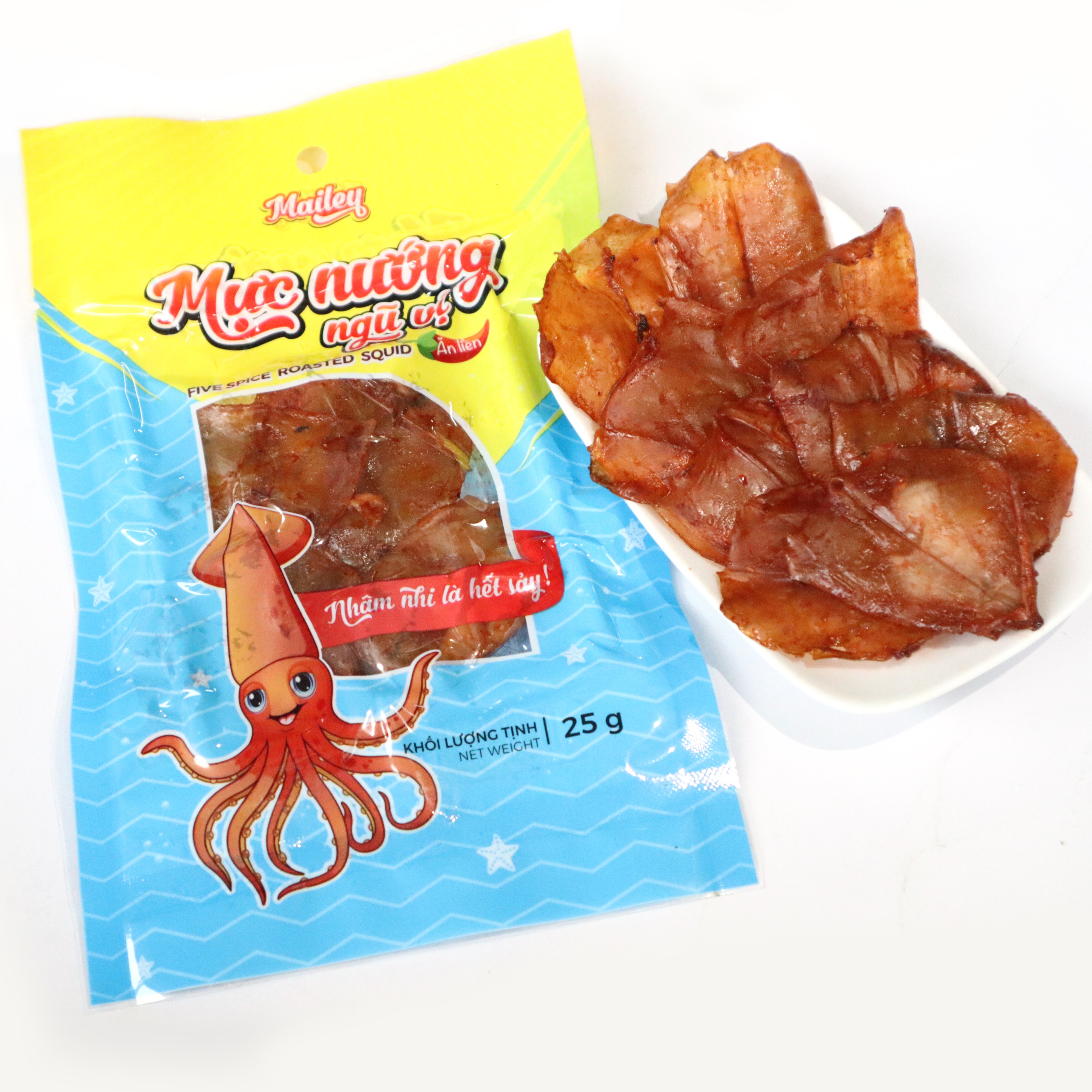 Mực nướng ngũ vị ăn liền Mailey gói 25G