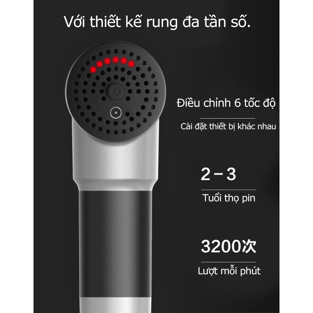Súng Massage Fascial Gun - 4 Đầu 6 Chế Độ Fascial Giảm Cơ Căng Cơ Trị Nhức Mỏi Vai Gáy - KH320