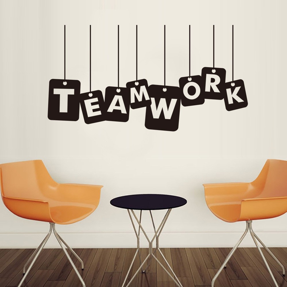 Decal dán tường chữ TEAMWORK kiểu dáng treo tường truyền động lực ý nghĩa