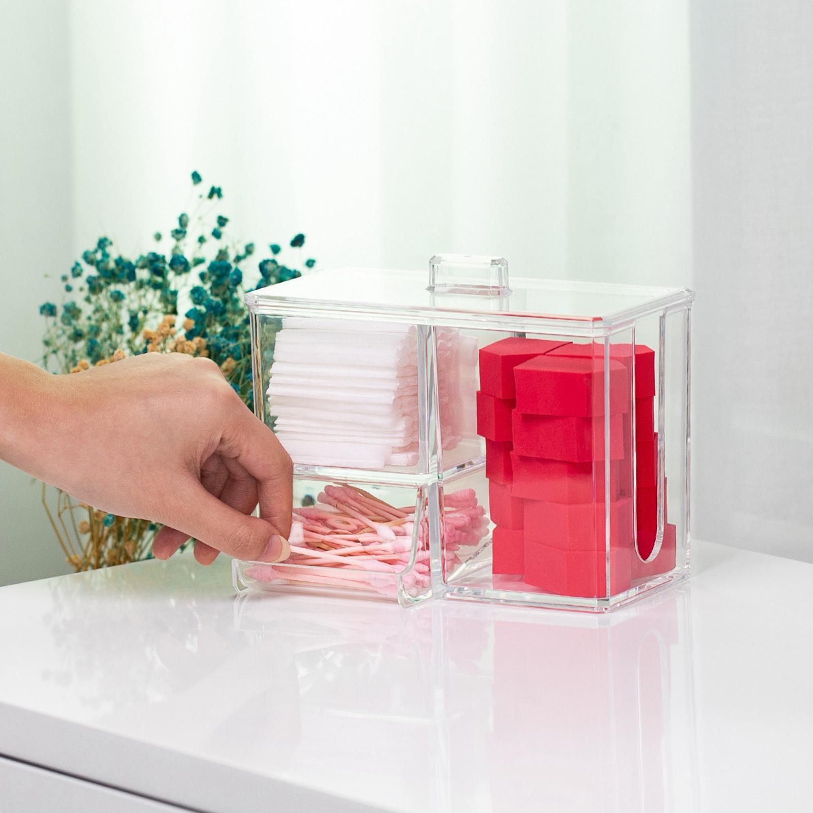 Holder, Vanity Organizers Swab Balls Box Container Tool Dispenser with Lid for Storage